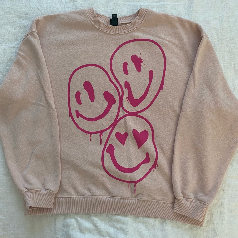 TARGET WILD FABLE pink smiley crewneck sweatshirt